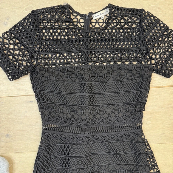 Karina Grimaldi Black Vincent Crochet Mini Dress in Black - Picture 3 of 7